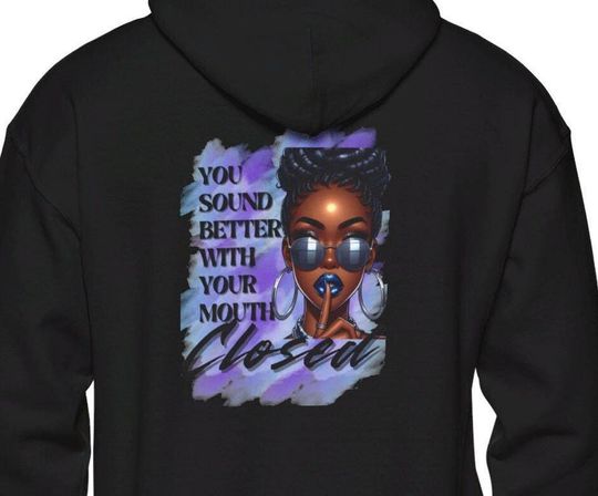 Discover Stay Silent -Unisex Heavy Blend Hooded Sweatshirt, Women's sarcastic hoodie, sassy graphic quote top, double-sided