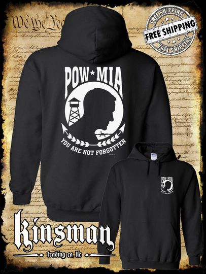 Discover POW - MIA Double-Sided Hoodie / USA Veteran Marine Army Navy National Guard Military