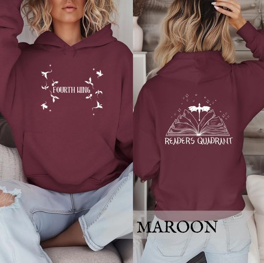 The Reader's Quadrant Fourth Wing Dragon Design Double-Sided Adult Hoodie Original Hand Drawn Sweatshirt