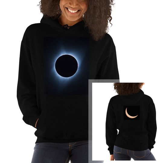 Discover Total Solar Eclipse Double-Sided Hoodie | Astronomy Gift | Hooded Sweatshirt