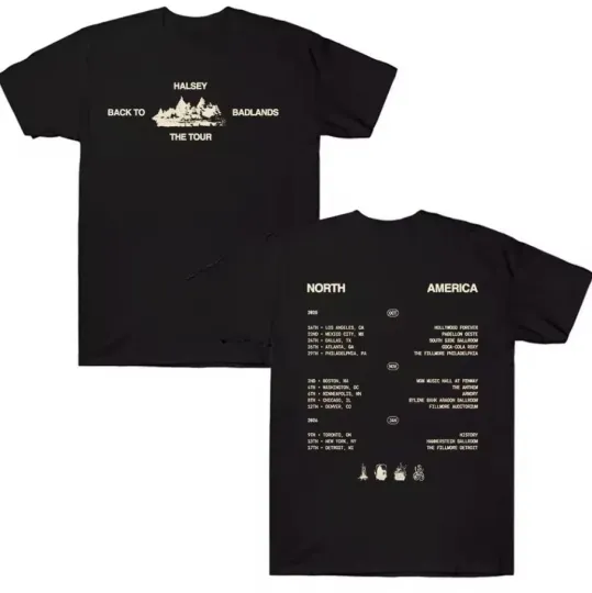 Discover Halsey Back To Badlands The Tour T Shirt 2025-2026 Halsey Tour Shirt Unisex Tee