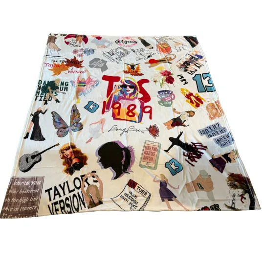 Taylorr Swifts Inspired Throw Blanket White Flannel Throw Blanket
