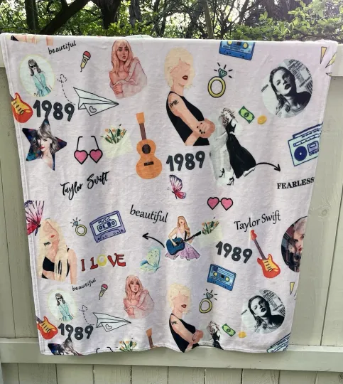 Taylorr Swifts Throw Blanket 60x50” Micro Fleece 1989 Red 13 Folklore Bed