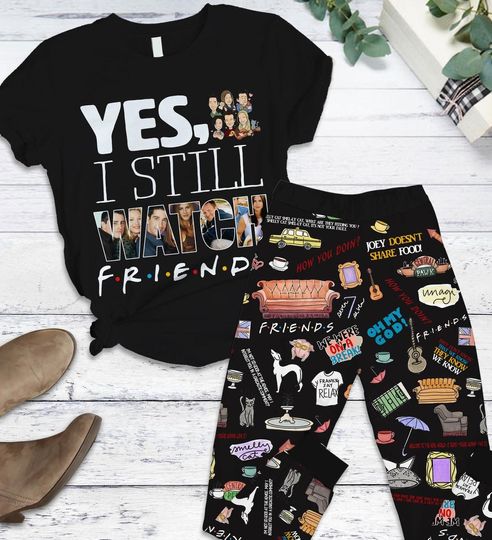 Friends TV Series Women Pajamas, Friends Sitcom Holiday Pajamas, Chandler Bing Pajamas Set, Friends Movie Midnight Shirt, Halloween Gif