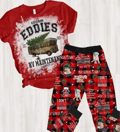 National Lampoon's Christmas Vacation Pajamas, Cousin Eddie Xmas Pajamas, Shitter's Full Shirt, Christmas Tree Farm Tee