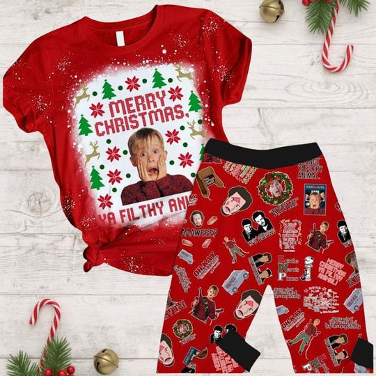 Home Alone Christmas Pajamas Set, Kevin Alone Movie Shirt, Funny Matching Shirt, Christmas Tees, Merry Christmas Gift, Holiday Pajamas