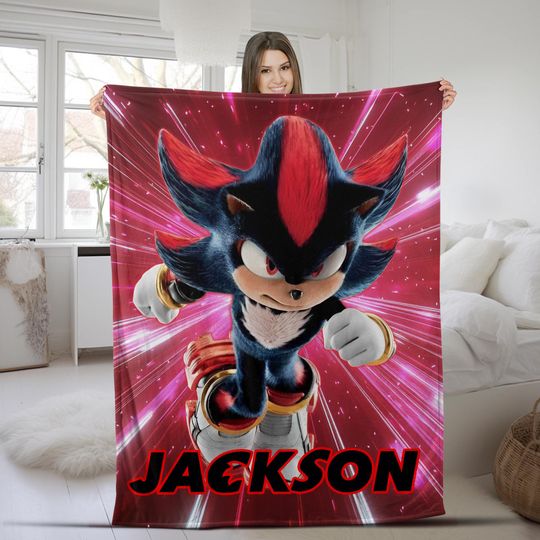 Discover Custom Sonic The Hedgehog Blanket/Personalized Shadow Hedgehog Blanket/Custom Shadow Sonic Blanket/Sonic Blanket/Birthday Blanket OHQK01-01