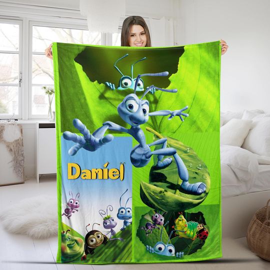 Discover Customized A Bug's Life Blanket Personalized Photo Flannel Couch Nap Office Blanket Bedding Christmas Bedroom Birthday Gift KCPN72