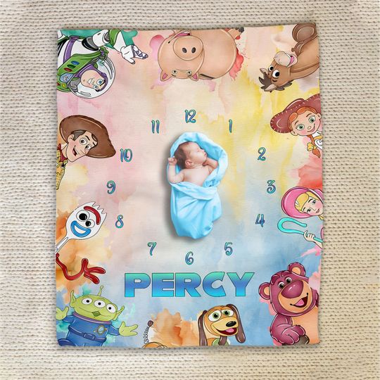 Discover Personalized Milestone Disney Toy Story Blanket/Milestone Toy Story Blanket/Woody Buzz Lightyear Jessie Toy Story Milestone Blanket OGXL09