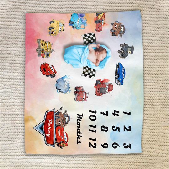 Discover Route 66 Milestone Blanket, Cars Velveteen Milestone Plush Blanket, Baby Milestone Tracker AXHT04