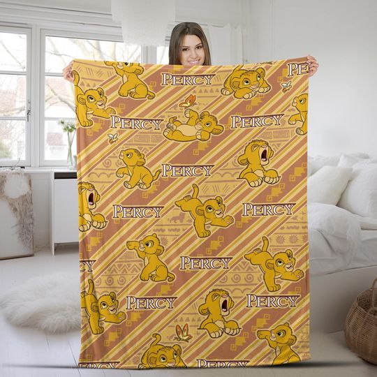 Discover Custom Name Baby Simba Blanket, Personalized Lion King Blanket Gift For Boy, Baby Lion Blanket, Simba Blanket AXHT03