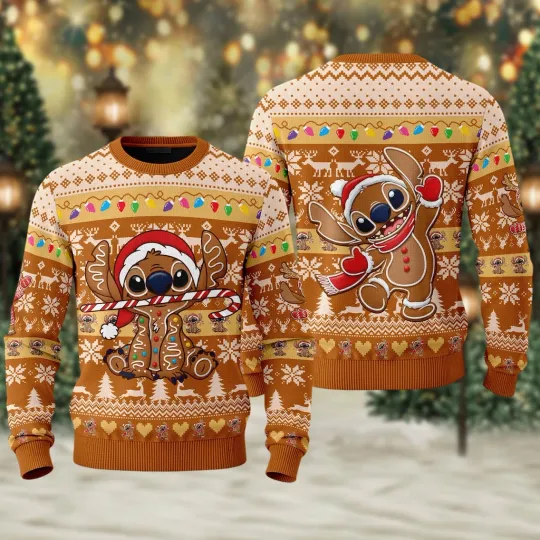 Discover Stitch Gingerbread Ugly Christmas Sweater, Stitch Ugly Christmas Sweater
