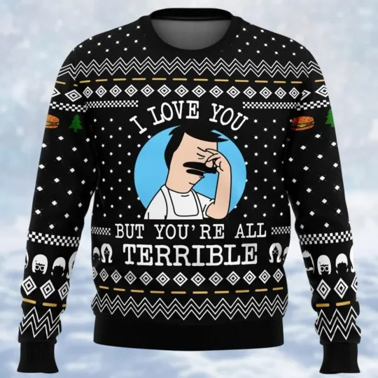 Discover Bob Belcher Ugly Christmas Sweater, Bobs Burgers Christmas Sweatshirt Cartoon