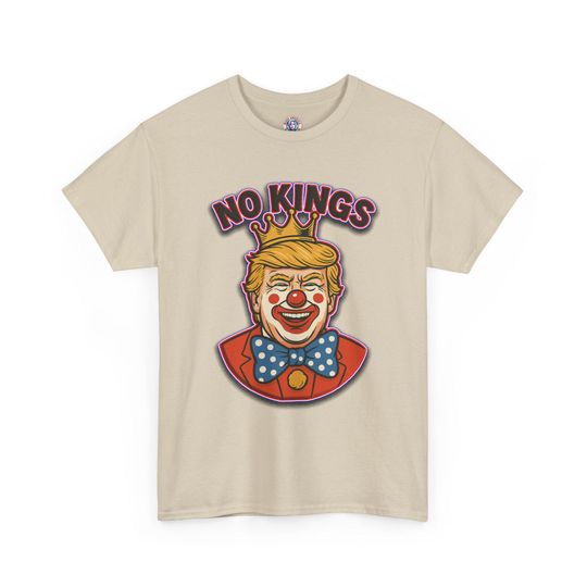 Discover No Kings Clown Graphic Tee: Unisex Heavy Cotton Shirt