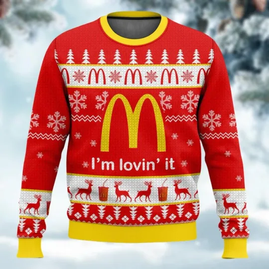 Discover Christmas McDonald’s Ugly Sweater, McDonalds Xmas Sweater, McDonalds Ugly Xmas