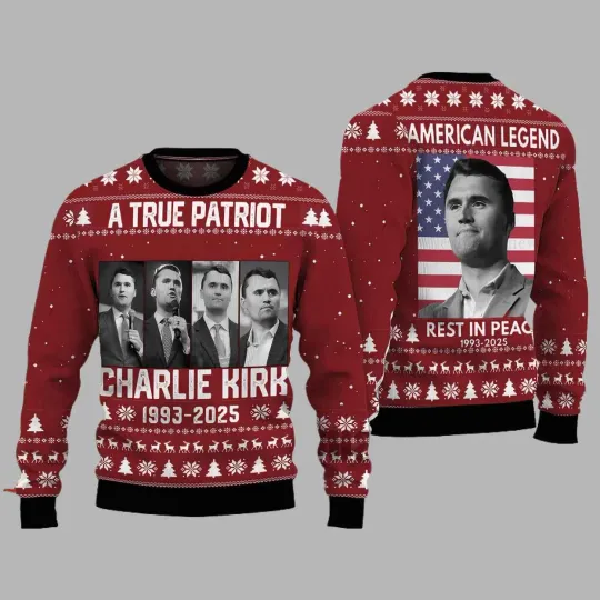 True Patriot Charlie Kirk 1993-2025 Ugly Christmas Sweatshirt