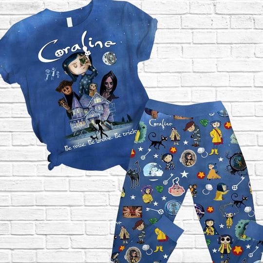 Coraline Halloween Pajamas Pants, Halloween Coraline Doll Holiday Pajamas, Coraline Movie Pajamas Pants, Spooky Movie Gifts, Halloween