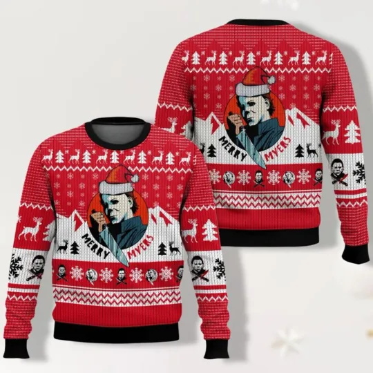 Michael Myers Horror Christmas Sweater, Ugly Holiday 3D Sweater