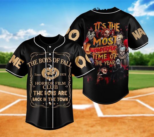 Discover Custom Its The Most Wonderful Time Of The Years Baseball Jersey, Custom Horror Movie Baseball Jersey, Halloween Spooky Outfit