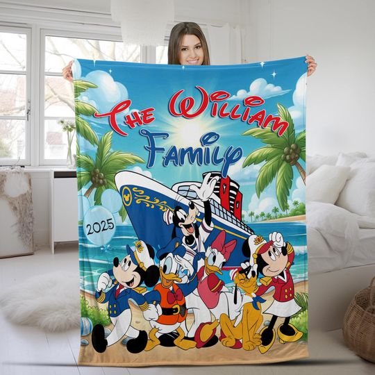 Discover All Disney Characters Cruise Blanket, Mickey & Friends Stitch Disney Cruise Line Blanket, Family Cruise Blanket AXHS17