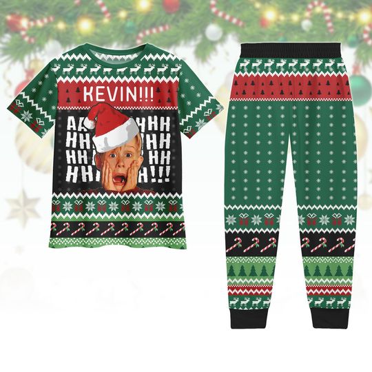 Home Alone Christmas Family Pajamas, Kevin McCallister Xmas Pajamas, Xmas Movie Holiday Pajamas