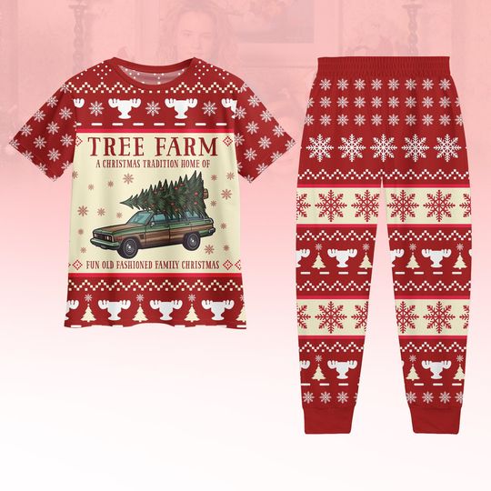 Discover Christmas Tree Farm Pajamas, Griswold Xmas Pajama Set, Funny Holiday Family Pajamas, Xmas Party Gift