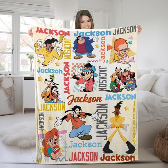 Discover Personalized Watercolor Disney Goofy Movie Blanket, Custom Powerline Stand Out World Tour Kids Blanket, Disneyland Birthday Gift AXHO21