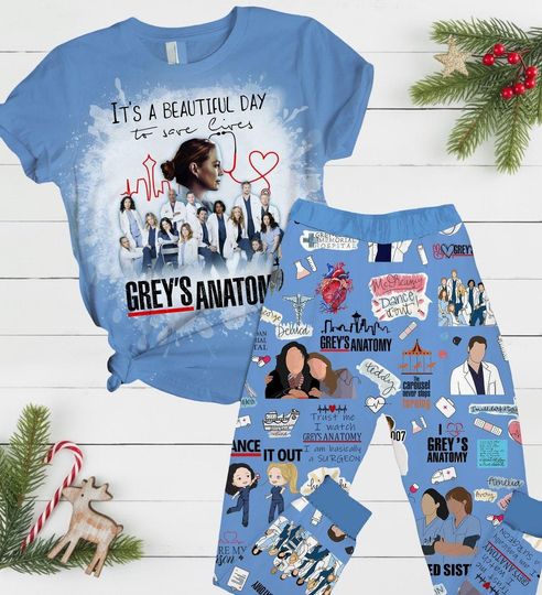 Discover Christmas Grays Anatomy Pajamas, Gray Sloan Shirt, Grays Anatomy Pajamas Pants, Gray Sloan Xmas Pajamas, Grays Anatomy Set Of Pajamas