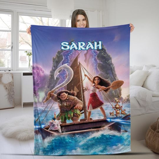 Discover Custom Name Moana Maui Blanket, Moana 2 Movie Blanket, Moana Princess Blanket, Moana Characters Blanket, Princess Moana Lover Blanket AXHK35