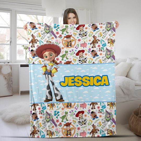 Discover Custom Name Disney Jessie Blanket, Toy Story Blanket, Disney Toy Story Blanket, Toy Story Characters Blanket, Blanket Gift Ideas AXHO13