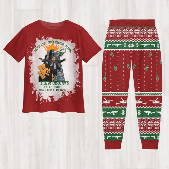 Hans Gruber Fall Christmas Pajamas, Nakatomi Plaza Pajamas Set, Die Hard Movie Xmas Pajamas, Funny Christmas, Xmas Party Gift