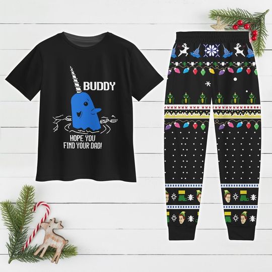 Discover Christmas Bye Buddy Hope You Find Your Dad Pajamas, Narwhal Xmas Pajamas, Funny Christmas Gift, Elf Christmas Movie Shirt