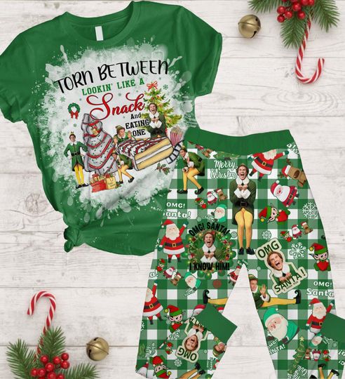 Christmas Buddy The Elf Pajamas Set, Retro Xmas Movie Tshirt, Funny Christmas Pajamas For Party, Holiday Pajamas, Christmas Gift