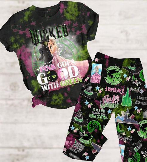 Wicked Witch Pajamas Set, Wicked Broadway A New Musical Shirt,  Wicked Musical Fan Gift, Horror Movie Pajamas