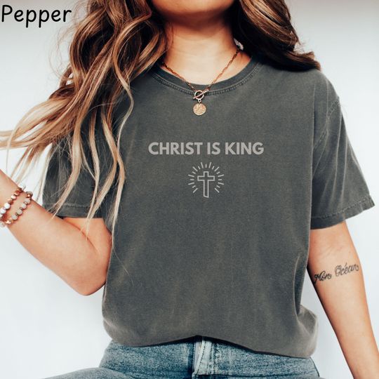 Discover Comfort Colors Minimalist Shirt Christ is King Trendy Monochrome Christian TShirt Gift Faith Tee Church Group T-Shirts Oversized Comfy