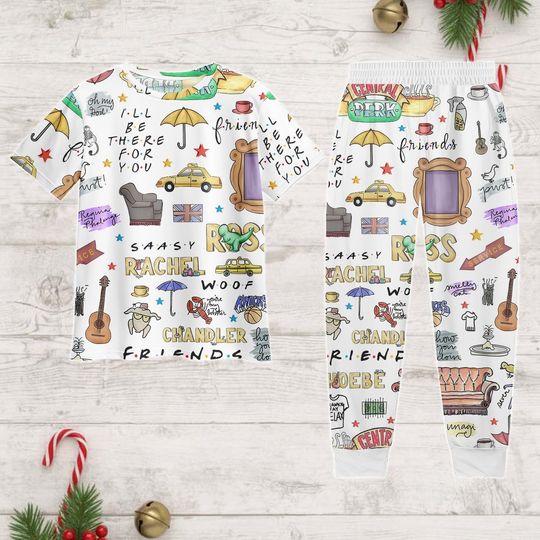 Friends Christmas Pajamas, Central Perk Pajamas Pants, Tv Series Holiday Pajamas, Xmas Gift