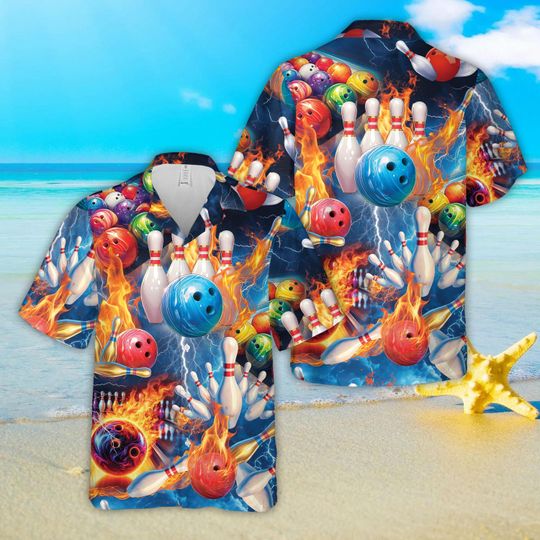 Discover Flaming Bowling Hawaiian Shirt for Men and Women,Bowling Team Matching Shirt