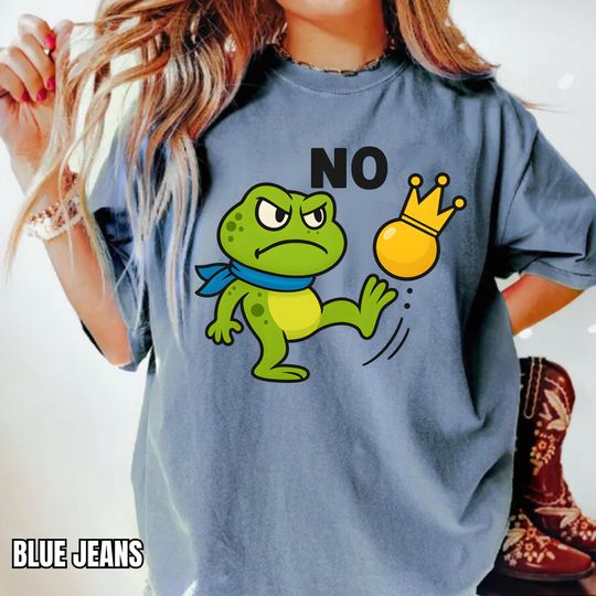 Discover Funny frog no king Shirt american has No King Graphic Tee portland Frog T Shirt Cute Frog Meme Shirt Gift no king protest