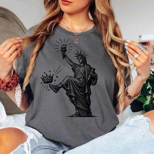 Discover No Kings in America shirt Statue of Liberty Meme tee Anti fascism t-shirt Political Protest Shirts Anti Trump Nope Kings Resist liberal tee
