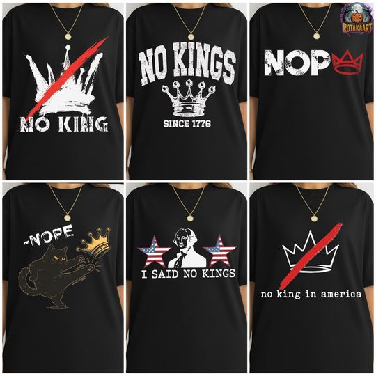 Discover Comfort Colors No Kings In America Shirt, Black Cat Shirt, Group Matching Shirt, Funny Political Meme Shirt, Crown No Kings Shirt