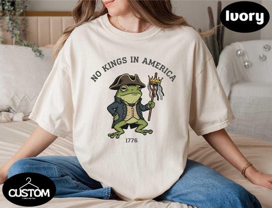 Discover Comfort Colors Portland Frog Tee, No Kings in America T-shirt, Political Meme Sweater, Anti-Trump Tee, Protest Activist Top, No King Shirt