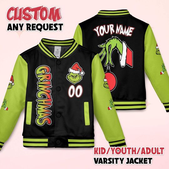 Discover Personalized The funny character Varsity Jacket, Merry Christmas Baseball Jacket, Funny Xmas funny character Baseball Jacket, Matching Family Xmas Outfit