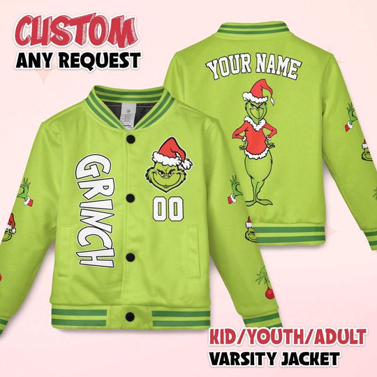 Discover Custom funny character Christmas Varsity Jacket, Merry Grin Baseball Jacket, Funny funny character Baseball Jacket, Christmas Gift for Him Her