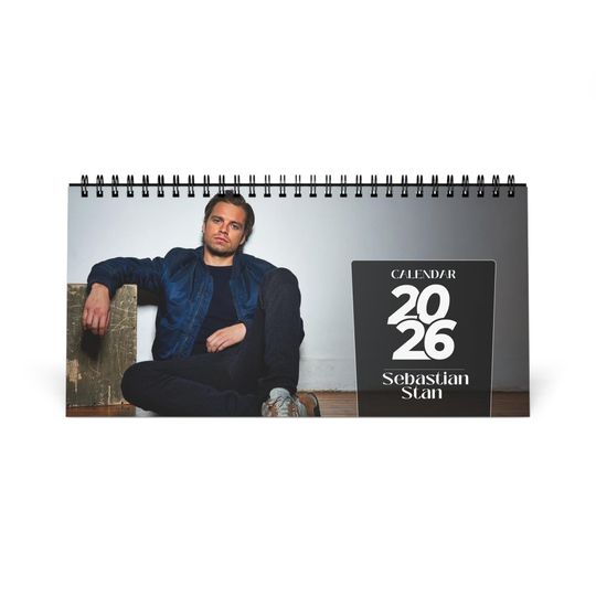 Discover Sebastian Stan 2026 Desk Calendar | Premium Spiral Bound Celebrity Photo Calendar | Gift for Fans & Stylish Desk Dcor