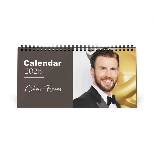 Discover Chris Evans 2026 Desk Calendar | Premium Spiral Bound Celebrity Photo Calendar | High Quality Collectible Gift for Fans & Desk Dcor