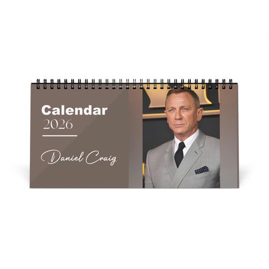 Discover Daniel Craig 2026 Desk Calendar | Premium Spiral Bound Celebrity Photo Calendar | High Quality Collectible Gift for Fans & Desk Dcor