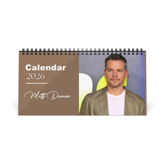 Discover Matt Damon 2026 Desk Calendar | Premium Spiral Bound Celebrity Photo Calendar | Stylish Collectible Gift for Fans & Desk Dcor