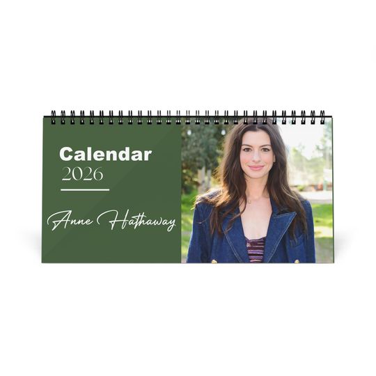 Discover Anne Hathaway 2026 Desk Calendar | Celebrity Photo Desk Calendar | Premium Spiral-Bound Yearly Planner | Gift for Fans & Collectors