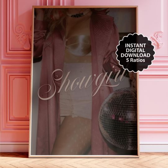 Discover Showgirl Poster | Vintage Music Bar Cart Aesthetic | Instant Digital Download | Subtle Bar Poster | Taylor Print | Song Poster