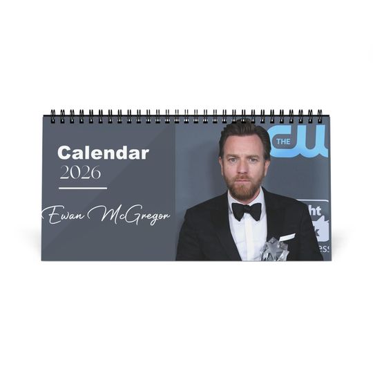 Discover Ewan McGregor 2026 Desk Calendar | Premium Spiral Bound Celebrity Photo Calendar | High Quality Collectible Gift for Fans & Desk Dcor